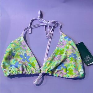 Wild Fable Floral Bikini Top - Lime Green and Lavender